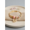 Mey İthalat® Pembe Kelebek Model Gold Renk Charmlı Bileklik