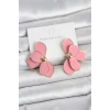 Mey İthalat® Pembe Mineli Lotus Model Pirinç Kadın Küpe