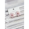 Mey İthalat® Pembe Renk Kristal Taşlı Lotus Çiçek Model Kadın Küpe