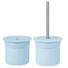 Mey İthalat®   Pipetli Silikon Bardak Seti Mineral Blue / Powder Grey