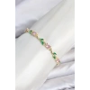 Mey İthalat® Pirinç Gold Renk Pembe Zirkon Taşlı Çiçek Model Kadın Bileklik