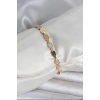Mey İthalat® Pirinç Zirkon Taşlı Gold Renk Kadın Bileklik