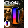 Mey İthalat® RGB Aydınlatmalı Kablosuz Bluetooth Hoparlör USB Bellek TF Kart Destekli