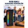 Mey İthalat® RGB Işıklı Çift Hoparlörlü Taşınabilir Bluetooth Speaker ve Mikrofon Yeni Nesil