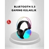 Mey İthalat® RGB Işıklı Kablosuz Kulaklık Bluetooth 5.3 800mAh Ergonomik IPX4 Dayanıklı