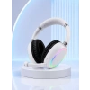 Mey İthalat® RGB Işıklı Mikrofonlu Bluetooth Kulaklık Beyaz Over-Ear Tasarım Type-C Şarjlı