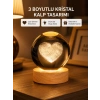 Mey İthalat® Romantik Kalpli Kristal Cam Küre USB’li Işıklı Dekoratif Obje