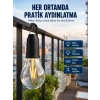 Mey İthalat® Şarjlı Dekoratif Kamp Lambası Askılı Ampul Led Işık Type-C Girişli