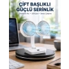 Mey İthalat® Sessiz Çalışan USB Şarjlı Çift Kafalı Masaüstü Fan – Ev ve Ofis İçin