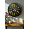 Mey İthalat® Siyah Mermer Desenli 52 Cm Metal Duvar Saati