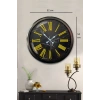 Mey İthalat® Siyah Mermer Desenli 52 Cm Metal Duvar Saati