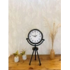 Mey İthalat® Siyah Metal Mini Tripod Farsça Masa Saati 45×26 cm
