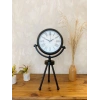 Mey İthalat® Siyah Metal Mini Tripod Modern Masa Saati 45×26 cm