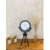 Mey İthalat® Siyah Metal Mini Tripod Retro Masa Saati 45×26 cm