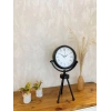 Mey İthalat® Siyah Metal Mini Tripod Retro Masa Saati 45×26 cm
