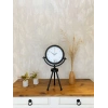 Mey İthalat® Siyah Metal Mini Tripod Zarif Masa Saati 45×26 cm