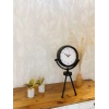 Mey İthalat® Siyah Metal Mini Tripod Zarif Masa Saati 45×26 cm