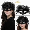Mey İthalat® Siyah Taşlı Venedik Maskesi Lüks Tüllü Parti Maskesi