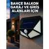 Mey İthalat® Solar LED Bahçe Aydınlatma Lambası 3 Işık Modlu Sensörlü Duvar Tipi Dış Mekan
