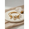 Mey İthalat® Swan Model Gold Renk Beyaz Charmlı Bileklik