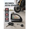 Mey İthalat® Titreşim Sensörlü Alarmlı Motosiklet Disk Kilidi 14mm Çelik Çift Kilitleme