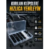 Mey İthalat® Universal Araç Döşeme Klipsi ve Tampon Sabitleme Pimi Seti 100 Parça Organizer Kutulu