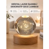 Mey İthalat® USB Bağlantılı Işıklı Kristal Küre Modern Ahşap Tabanlı Dekor
