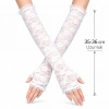 Mey İthalat® Uzun Zarif Dantel Eldiven Parmaksız Beyaz 35 cm