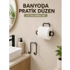 Mey İthalat® Vidasız Banyo Seti Yapışkanlı Tuvalet Kağıdı Tutucu ve Havlu Askısı 2’li Set