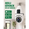 Mey İthalat® WiFi Ampul Güvenlik Kamerası 1080P Full HD Gece Görüşlü ve Hareket Algılamalı
