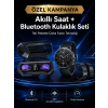 Mey İthalat® Yeni Nesil Kampanyası Bluetooth Bağlantılı Akıllı Saat ve Kablosuz Kulaklık Dijital Göstergeli