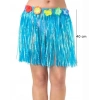 Mey İthalat® Yetişkin ve Çocuk Uyumlu Mavi Renk Püsküllü Hawaii Luau Hula Etek 40 cm