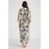 Penye Mood %100 Viskon Çiçek Desen 2li Sabahlık Gecelik Takımı