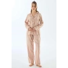 Viscose Çizgili Gömlek Pantolon Pijama Takımı