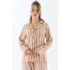 Viscose Çizgili Gömlek Pantolon Pijama Takımı