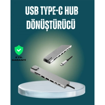 Mey İthalat® USB‑C Çoklu Bağlantı Merkezi – 5 Gbps, 100‑240 V, Sağlam Eloksal Tasarım