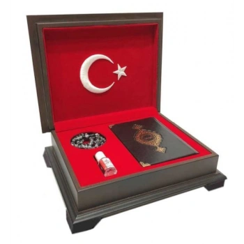 Ahşap Kutulu KurAn(Çanta Boy Ay-Yıldız) (0353)