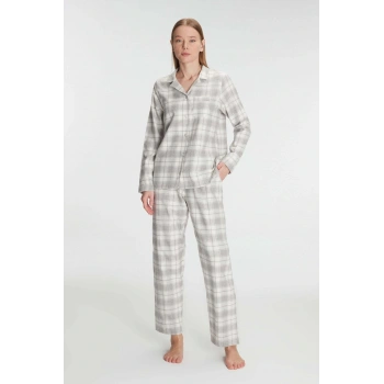 Anıl Kare Desenli Pamuklu Gömlek Pijama Takımı