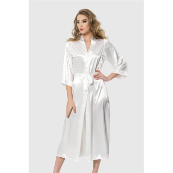 Arias Closet Ekru Uzun Saten Sabahlık