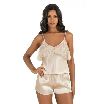 Arias Closet Fildişi Saten Şort Takımı 9214