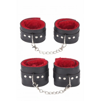 Arias Closet İçi Kırmızı Tüylü Kol Bacak Kelepce Set