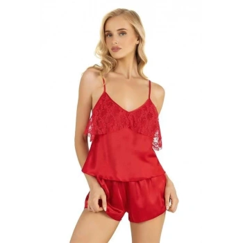 Arias Closet Kırmızı Saten Şort Takımı 9214