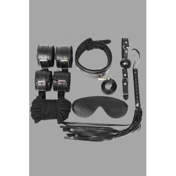 Arias Closet Kol Bacak İp Maske Kelepce Ağız Topu Kople Deri Set