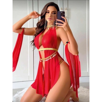 Arias Closet Özel Tasarım Kırmızı Dansöz Kostümü