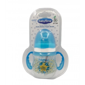 Baby Time Damla Akıtmaz Kulplu Bardak 150 ml - Mavi