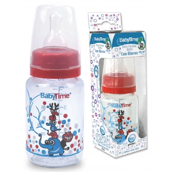 Baby Time Silikon Kiraz Uçlu Klasik Cam Biberon - 150ml