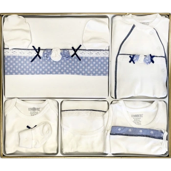 Bebbek 10lu Hastane Çıkışı - Flower Marine Mavi