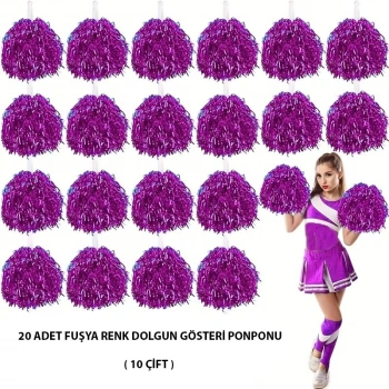 CEYLAN ADAM 10 Çift ( 20 Adet ) Fuşya Renk 23 Nisan 19 Mayıs 29 Ekim Okul Gösteri Ponponları