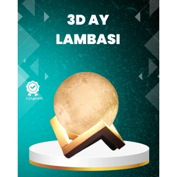 CEYLAN ADAM 16 Renkli 3D Ay Gece Lambası RGB Modlu Şarjlı Uzaktan Kumandalı