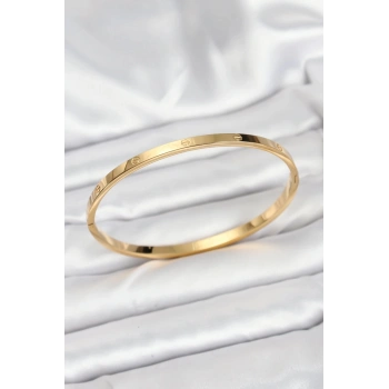CEYLAN ADAM 316L Çelik Gold Renk 65 mm İnce Kadın Kelepçe Bileklik